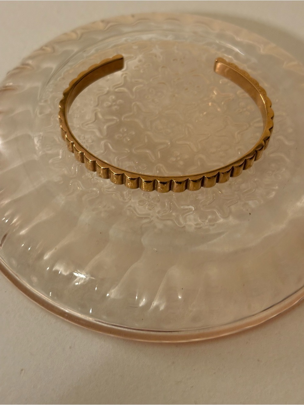 Gold Scalloped Edge Open Cuff Bracelet - Women Jewelry